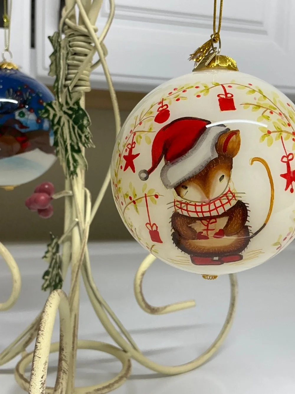 Pier 1 Li Bien Festive mouse and leaping reindeer Christmas ornaments